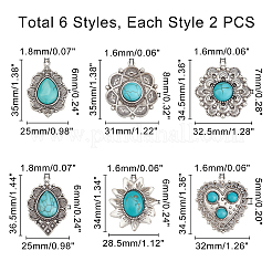 12pcs 6style Anhänger aus tibetischem Stil&nbsp;PALLOY-PH0001-73AS-RS