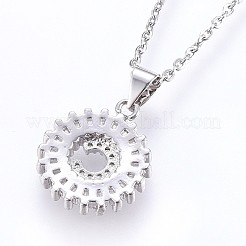 Colliers pendentifs initiaux en laiton sertis de micro-pavés de zirconiums cubiques&nbsp;NJEW-H486-30P-C