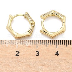 Orecchini a cerchio pentagono in ottone micro pavé di zirconi cubici trasparenti&nbsp;EJEW-Z102-04G