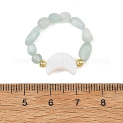 2 pieza de vidrio con anillos de cuentas de conchas de agua dulce naturales&nbsp;RJEW-JR01114