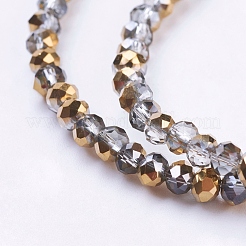 Chapelets de perles en rondelles facettées en verre électrolytique semi-plaquées&nbsp;X-EGLA-D020-3x2mm-14