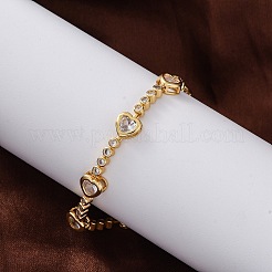 Gestellplattierte Messing-Mikropflaster-Gliederarmbänder mit Zirkonia für Frauen&nbsp;BJEW-C086-02G