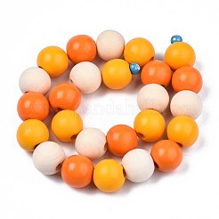 Brins de perles de bois naturel peintes à la bombe d'halloween&nbsp;WOOD-S053-55B