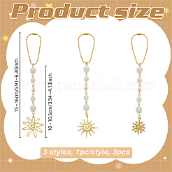 3 stücke 3 arten legierung emaille sonne charme eisen ball ketten haning ornamente&nbsp;HJEW-OC00293