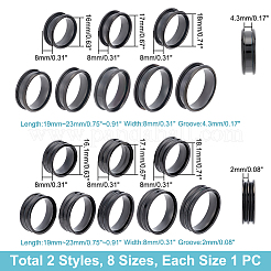 16 pieza de 16 estilos de acero inoxidable 201 con ranuras para anillos de dedo&nbsp;STAS-UN0044-16