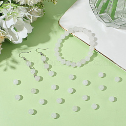 2 Strang natürliche weiße Jade runde Perlenstränge&nbsp;G-SP0001-25