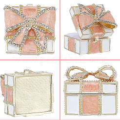 Quadratische Schleife Legierung Emaille mit Kristall Strass Schmuck magnetische Aufbewahrungsboxen&nbsp;CON-SP0001-32A