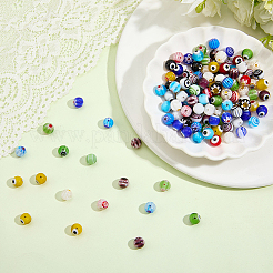 200 pz. 2 sacchetti di perline di vetro millefiori e malocchio fatte a mano&nbsp;LAMP-PA0001-69
