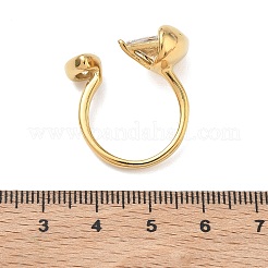 Bagues ouvertes manchette en acier inoxydable 304 serties de zirconiums cubiques transparents pour femmes&nbsp;RJEW-F207-03B-G