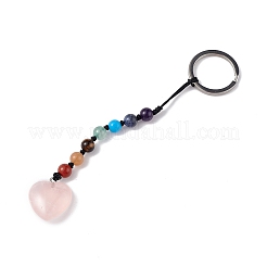 7 porte-clés en perles de pierres précieuses chakra&nbsp;KEYC-F036-02