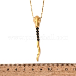 Collar de cadena tipo cable con colgante de serpiente y rhinestone de acero inoxidable 304 para mujer&nbsp;NJEW-A051-01G