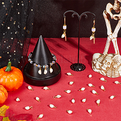 100 Stück gefärbte synthetische türkisfarbene Halloween-Totenkopf-Anhänger&nbsp;PALLOY-BM00006