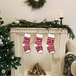 3 stücke 3 arten wolle garn gestrickte hängende weihnachten strümpfe&nbsp;FEPA-SP0001-04B