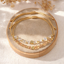 2 Stück geflochtenes Armband aus Messing- und Glasperlen für Damen&nbsp;IU7406-2
