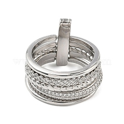 Bagues de doigt multicouches en laiton serties de micro-pavés de zircon cubique transparent&nbsp;KK-H279-12P