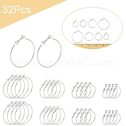 32 Stück 4 Stile Eisen Huggie Creolen Zubehörse&nbsp;IFIN-FS0001-49B