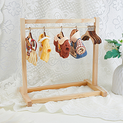 Porte-vêtements de poupée en bois avec cintre&nbsp;DIY-WH0496-59