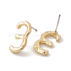 Orecchini a bottone con numero in ottone con 925 spilla in argento sterling da donna&nbsp;EJEW-A077-01C