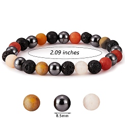 4 stücke 4 stil natürliche edelstein runde perlen stretch armbänder set&nbsp;BJEW-SZ0002-19