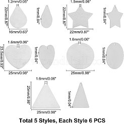 30 pendentif en acier inoxydable 304 de 5 styles&nbsp;STAS-UN0023-73