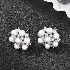 Pendientes de tuerca de circonio cúbico con micro pave de latón&nbsp;EJEW-G471-43P