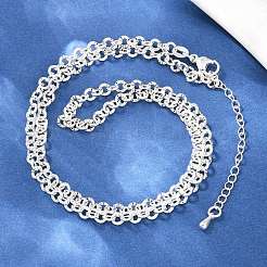 Collares de cadena rolo texturizada de latón de 4 mm para hombres y mujeres&nbsp;NJEW-L012-05S