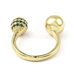 Anillo abierto redondo de circonita cúbica con flor.&nbsp;RJEW-H218-01G-03