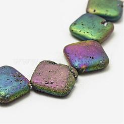 Galvanisierte natürliche Druzy Geode Kristallperlen Stränge&nbsp;G-N0252-30x30mm-01