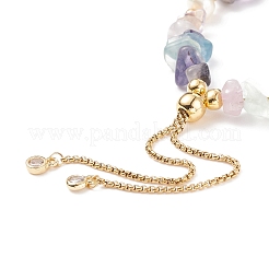 Chip di fluorite naturale e braccialetto scorrevole con perline di perle&nbsp;BJEW-JB08334-01