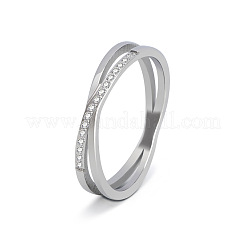 Anelli da donna in acciaio inossidabile 304 con micro pavé di zirconi cubici trasparenti&nbsp;FS-WG1B662-08