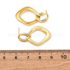 Rhombus Messing Micro Pave klare Zirkonia Ohrstecker&nbsp;EJEW-R025-12G