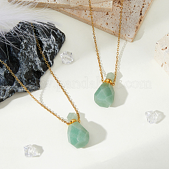 Colliers pendentifs ovales en forme de flacon de parfum en aventurine verte naturelle&nbsp;NJEW-WH0022-40C