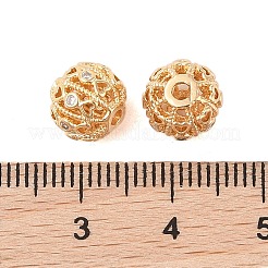 Perle di zirconi cubici trasparenti in micro pavè di ottone&nbsp;KK-B100-002G