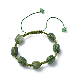 Natürliche kanadische Jade & grüner Aventurin rechteckiges Biaided-Perlenarmband, Edelstein verstellbares Armband für Frauen, Innendurchmesser: 1-3/4~3-3/8 Zoll (4.5~8.7 cm)