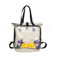 Cloth  Backpacks, with Clear Window, for Student Woman Girls, Also as Handbags, Cornsilk, 30x10x42cm