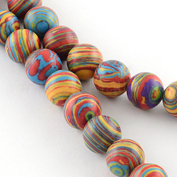 Chapelets de perle ronde de pierre précieuse synthétique teinte, colorées, 8mm, Trou: 1mm, Environ 48~51 pcs/chapelet, 15.2~15.7 pouce