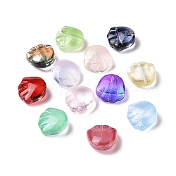 Perlas de vidrio pintado en aerosol transparente, impresión de garra de oso, color mezclado, 14x14x7mm, agujero: 1 mm