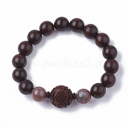 Sandelholz & Jade Mala Perlen Armbänder, Stretch-Armbänder, Runde, Kokosnuss braun, 1-7/8 Zoll (4.7 cm), Perle: 10 mm