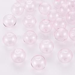 Abalorios de vidrio soplado a mano, redondo, rosa, 14x13mm, agujero: 1.6 mm