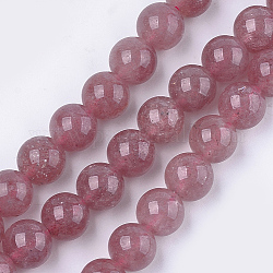 Natürlichen Erdbeere Quarzperlen Stränge, Runde, 10 mm, Bohrung: 1 mm, ca. 38~39 Stk. / Strang, 15.3 Zoll