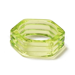 Anelli per le dita in acrilico trasparente, anelli esagonali scanalati, verde chiaro, misura degli stati uniti 4 3/4 (15.4mm)