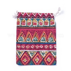 Pochettes en toile de jute, sacs à cordonnet, rouge, 17.3~18.2x13~13.4 cm