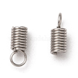 304 Stainless Steel Terminators, Coil Cord Ends, Stainless Steel Color, 11x5mm, Hole: 3mm