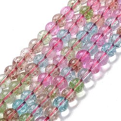 Verre craquelé rangées de perles rondes, colorées, 6~6.5mm, Trou: 0.8mm, Environ 67 pcs/chapelet, 14.96 pouce (38 cm)