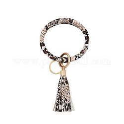 Schlüsselanhänger aus PU-Kunstleder mit Schlangenledermuster, Schlüsselanhänger mit Quaste und Metallring, Leinen, 200x100 mm
