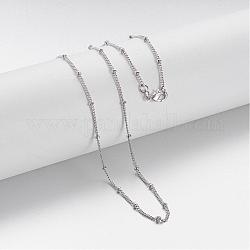 Латунь цепи ожерелья, Снаряженная цепь, с омаром застежками, платина, 16.8 дюйм