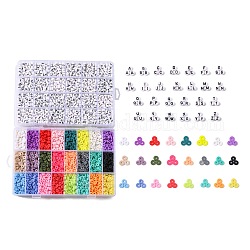 DIY Perlen Schmuck Kits, inklusive Scheibe/flacher runder handgemachter Fimo-Perlen, Acryl-Perlen, Mischfarbe, 6x1 mm, Bohrung: 2 mm, 240g