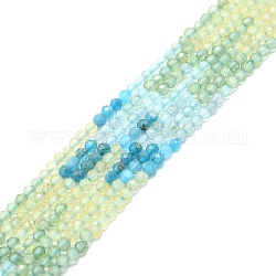 Perline apatite naturale fili, sfaccettato, tondo, 4mm, Foro: 0.8 mm, circa 108pcs/filo, 15.16''~15.55'' (38.5~39.5 cm)