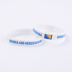 Silikon Armbänder Armband Souvenir, mit Fahnenmuster, Bosnien und Herzegowina, weiß, 2-3/8 Zoll (61 mm), 12 mm