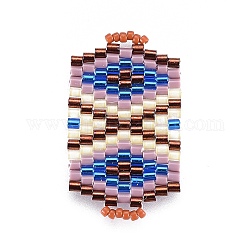 Liens de perles de rocaille japonaises miyuki & toho, motif de tissage, rectangle, colorées, 31~32x18~18.5x1.6~1.7mm, Trou: 1.5~2x3~3.5mm